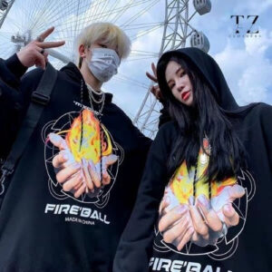 Áo hoodie Teenzclothes in hình bàn tay ngọn lửa Fire Ball
